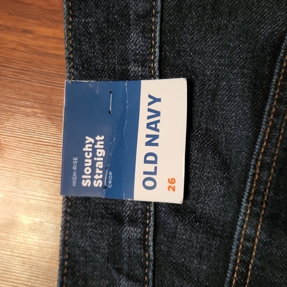 Old Navy Jeans Womens size 26 Crop high rise slouchy straight plus NEW - Picture 2 of 13